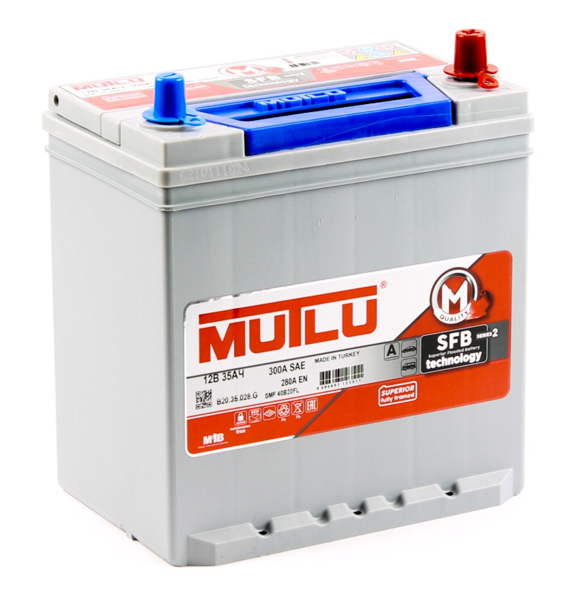 Аккумулятор Mutlu SFB M2 6СТ-35.0 (40B20FL) бортик