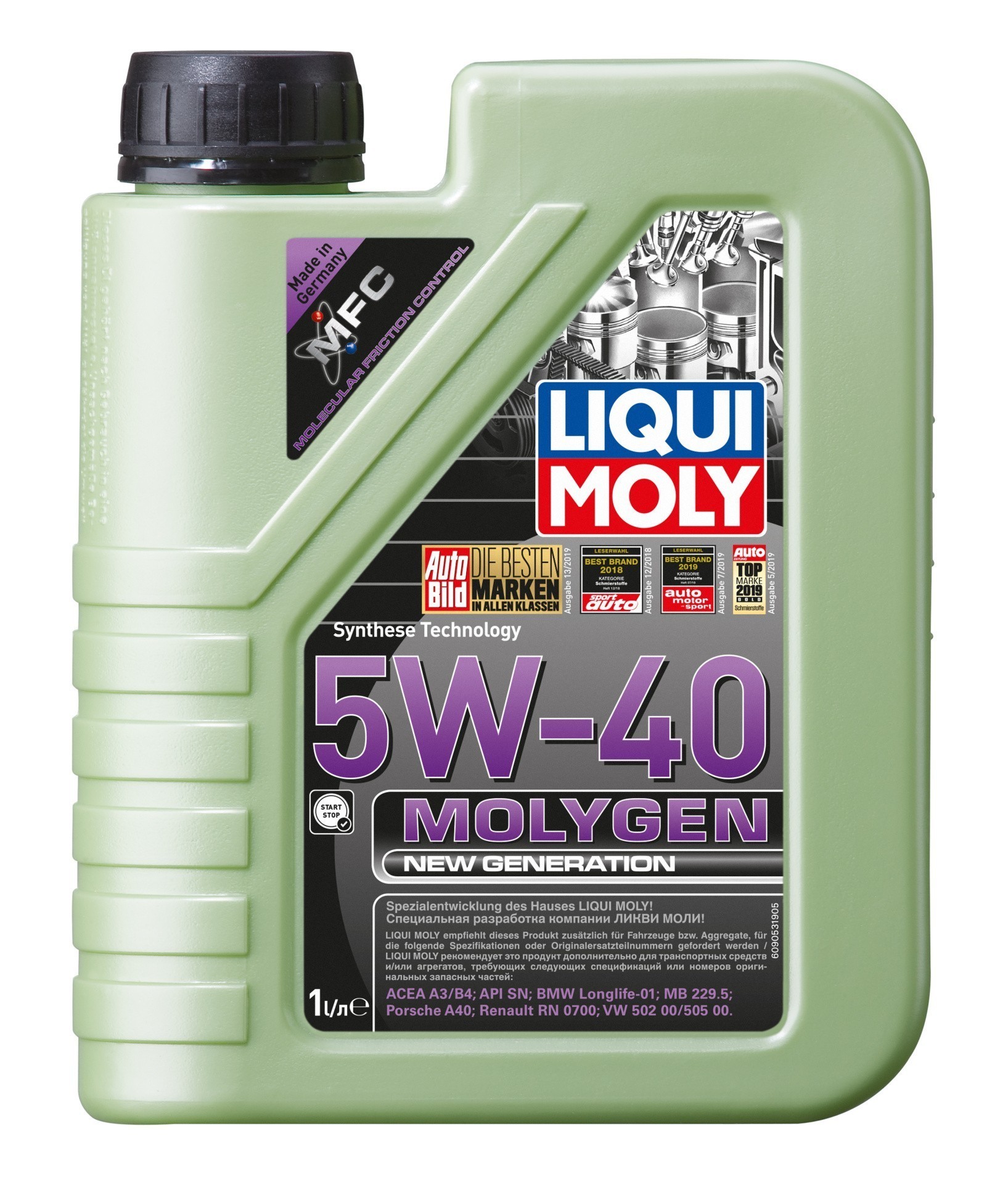 LIQUI MOLY Molygen New Generation 5W-40 SN. A3/B4 синтетическое 1л.