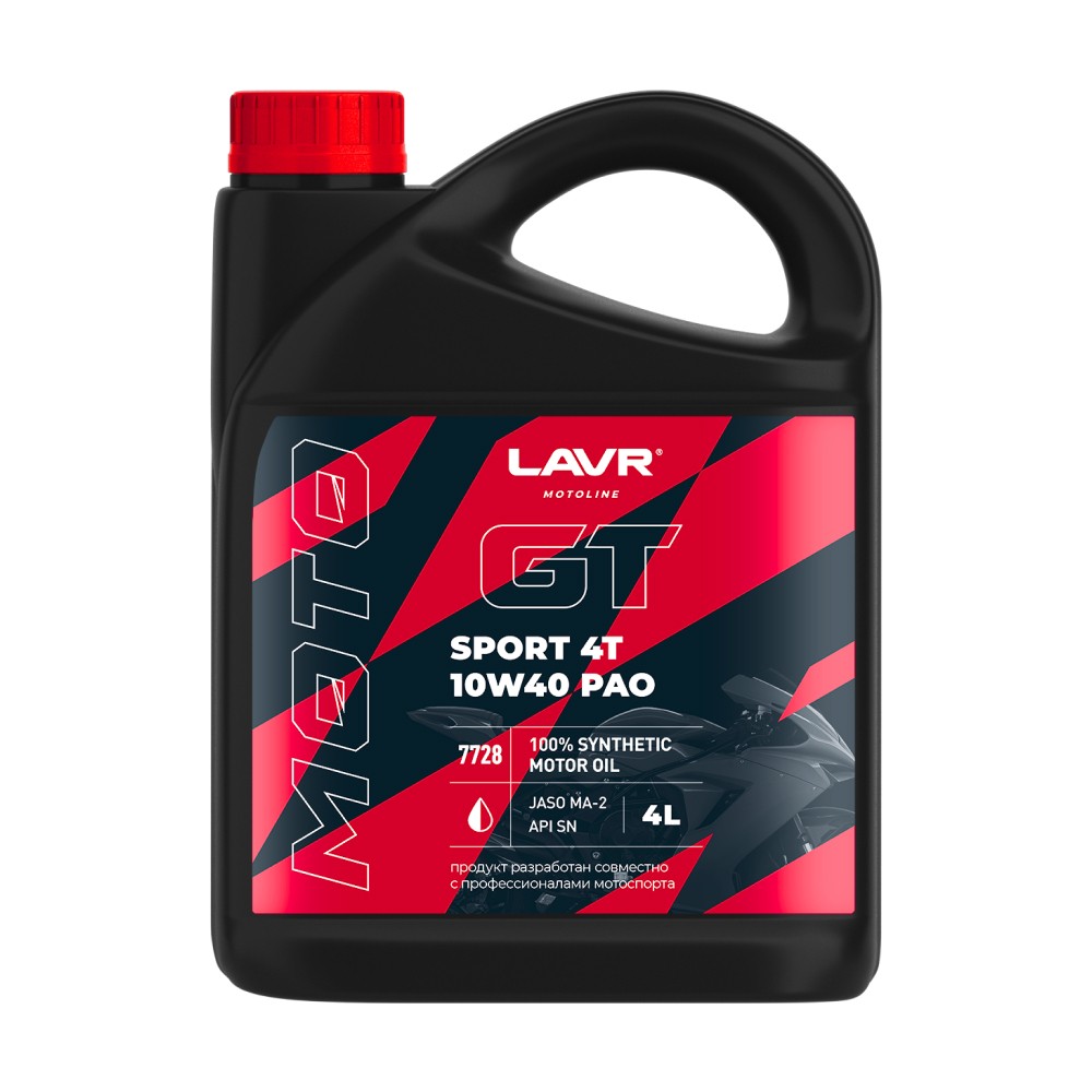 LAVR GT SPORT 4T 10W40 синтетическое (PAO) 4 л.
