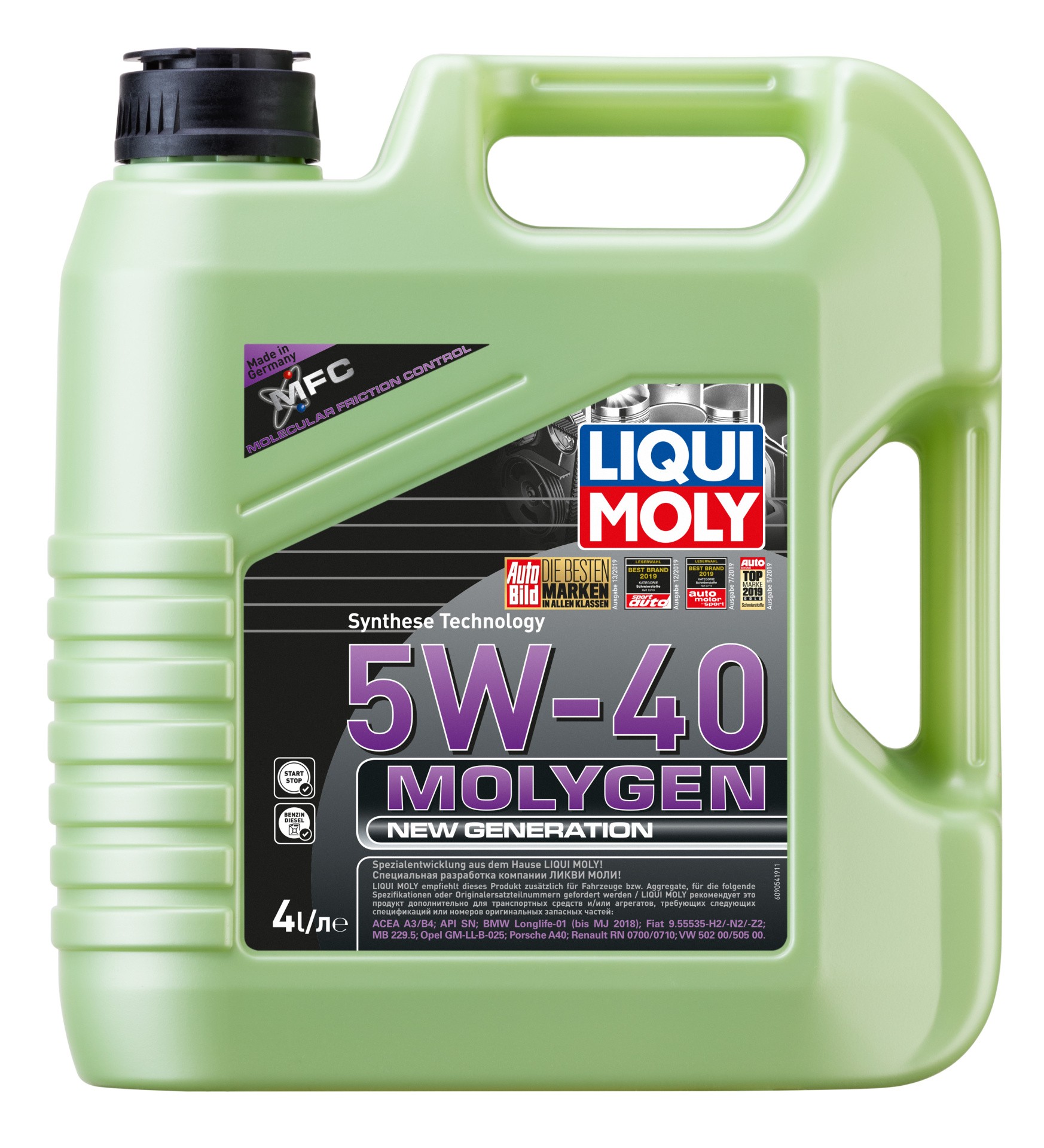 LIQUIMOLY MOLYGEN NEW GENERATION 5W40 SN A3/B4 4 л.