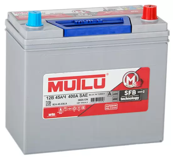 Аккумулятор Mutlu SFB M2 6СТ-45.1 (50B24RS) ТОЛСТ