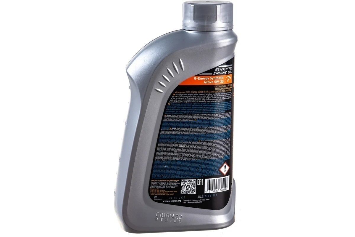 G-ENERGY SYNTHETIC ACTIVE 5W30 SLCF синтетическое 1 л. back