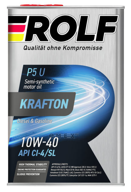 ROLF KRAFTON P5 U 10W40 SL-CI-4 полусинтетическое 4 л. железо