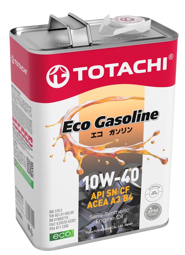 TOTACHI ECO GASOLINE 10W40 SN/CF полусинтетическое 4 л. железо