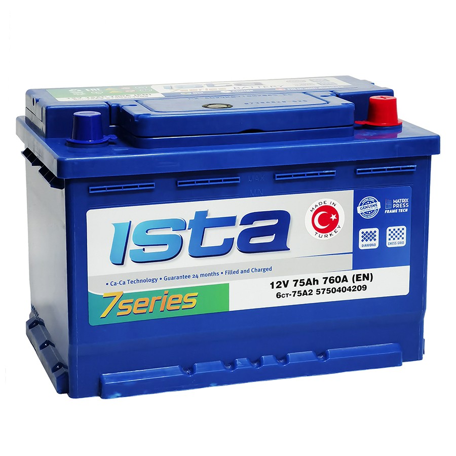 Аккумулятор ISTA 7 Series 6СТ- 75.0 низкий