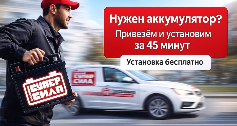 Доставка и Установка аккумулятора
