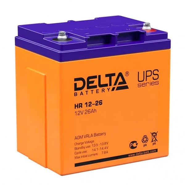 Аккумулятор DELTA HR - 12v  26Ah (HR 12-26) L