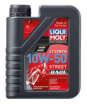 LIQUI MOLY MOTORBIKE 4T SYNTH STREET RACE 10W50 SN+ MA-2 синтетическое 1 л.