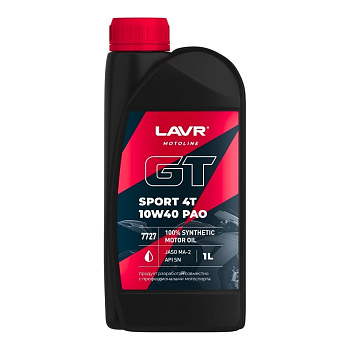 LAVR GT SPORT 4T 10W40 синтетическое (PAO) 1л.