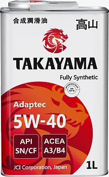 TAKAYAMA ADAPTEC 5W40 SN/CF синтетическое 1 л. железо