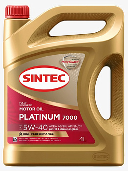 SINTEC PLATINUM 7000 5W40 SN/CF A3/B4 синтетическое 4 л.