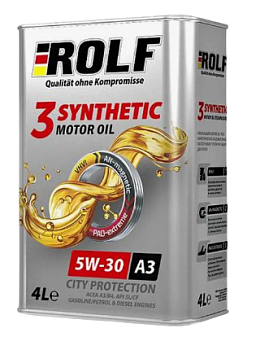 ROLF 3-SYNTHETIC 5W30 A3/B4 синтетическое 4 л. железо