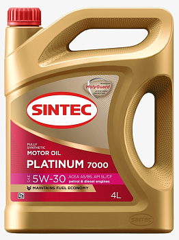 SINTEC PLATINUM 7000 5W30 SL A5/B5 синтетическое 4 л.