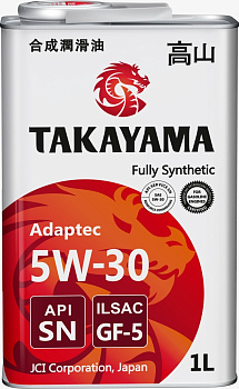 TAKAYAMA ADAPTEC 5W30 SN GF-5 синтетическое 1 л. железо