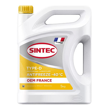Антифриз SINTEC OEM Type-D France жёлтый 5 л.