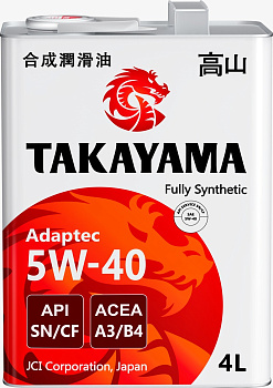 TAKAYAMA ADAPTEC 5W40 SN/CF синтетическое 4 л. железо