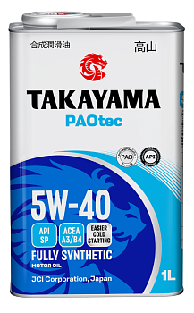 TAKAYAMA PAOtec 5W40 A3/B4 SP синтетическое 1 л. железо