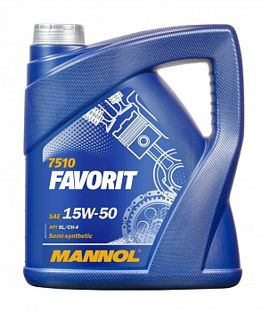 MANNOL FAVORIT 15W50 SL/CF-4 полусинтетическое 4 л. MN7510-4 пластик