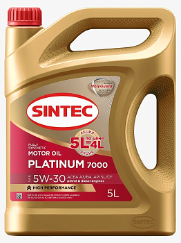 SINTEC PLATINUM 7000 5W30 SL/CF A3/B4 синтетическое 5 л.