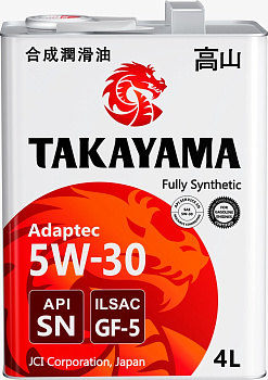 TAKAYAMA ADAPTEC 5W30 SN GF-5 синтетическое 4 л. железо