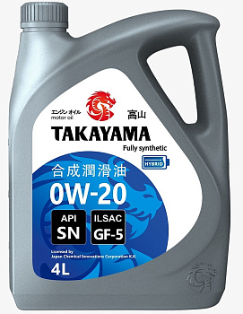 TAKAYAMA 0W20 SN GF-5 синтетическое 4 л. пластик