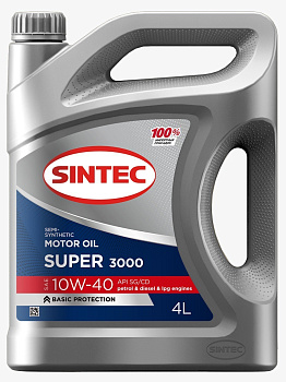 SINTEC SUPER 3000 10W40 SG/CD полусинтетическое 4 л.