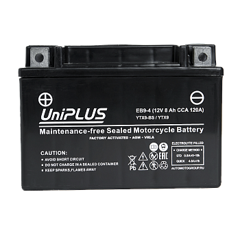 Аккумулятор UniPLUS High Performance EB9-4, 8 Ач