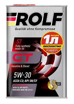 ROLF GT 5W30 SN/CF C3 синтетическое 4 л. железо Акция