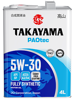 TAKAYAMA PAOtec 5W30 A3/B4 SP синтетическое 4 л. железо