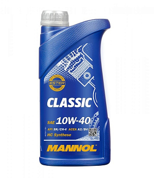 MANNOL CLASSIC 10W40 SN/CH-4 A3/B4 полусинтетическое 1 л. MN7501-1 пластик