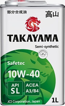 TAKAYAMA SAFETEC 10W40 SL A3/B4  полусинтетическое 1 л. железо