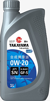 TAKAYAMA 0W20 SN GF-5 синтетическое 1 л. пластик