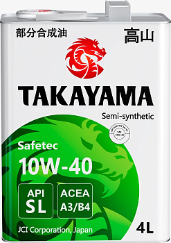 TAKAYAMA SAFETEC 10W40 SL A3/B4  полусинтетическое 4 л. железо